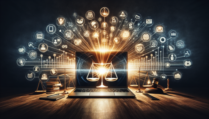 Customers leaving positive reviews on a laptop, surrounded by trust symbols and a success graph.