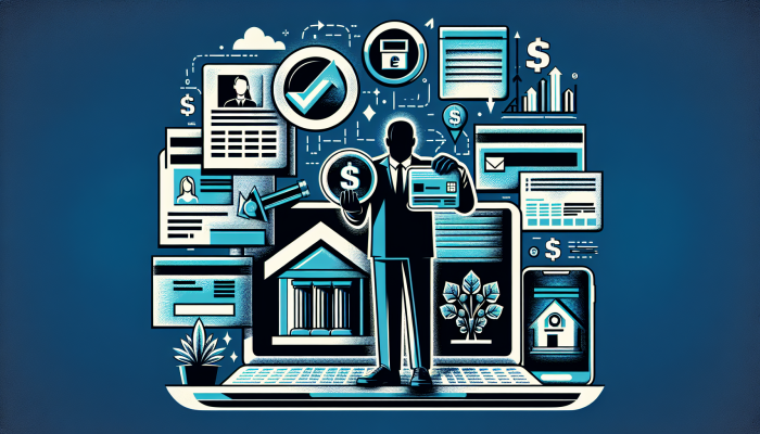 Borrower submitting ID, utility bills, pay slips, and tax returns for loan application verification.