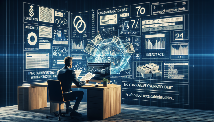 Debt Consolidation Loans for Overdraft Debt: Your UK Solution | DCL Person reviewing loan documents and financial charts at a desk, analyzing interest rates for debt consolidation.