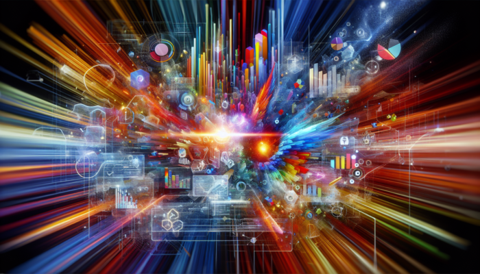 A vibrant digital dashboard showing Google Business Insights with colourful graphs and charts for customer engagement.