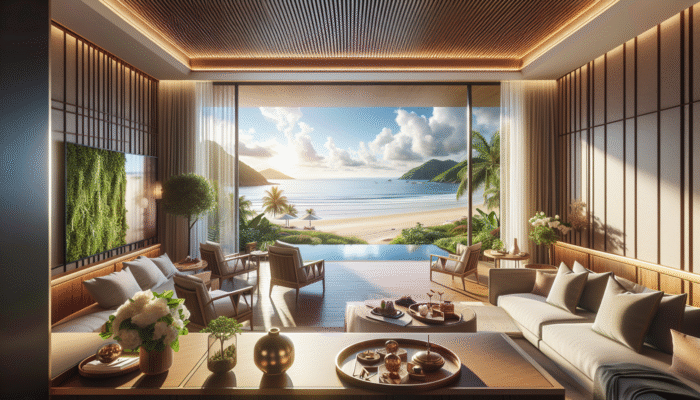 Luxurious suite at Wild Coast Sun with ocean views, elegant decor, and modern amenities.