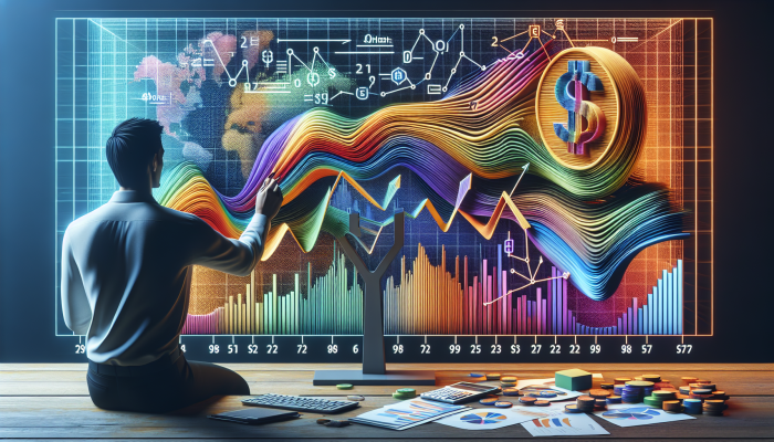 Person adjusting colourful repayment plan on screen, with income and expense graphs in background.