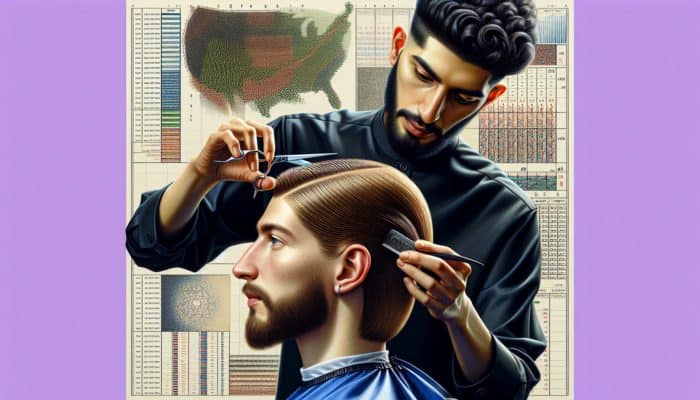 Hairstylist assessing face shape and hair texture, expertly sectioning and cutting a well-hydrated bob to desired length.