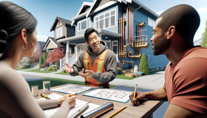 A professional gas line installer assessing a home's layout in Kitsilano, customising a safe, code-compliant natural gas system.