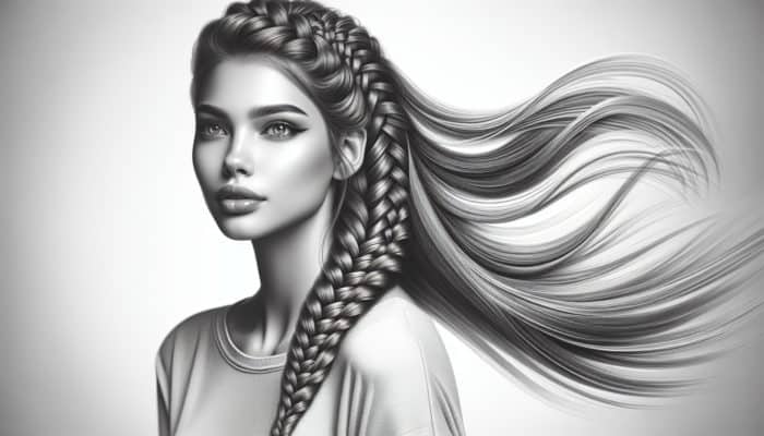 Executing Long Layers in Braided Styles: A young woman with flowing long layers, cut for volume and movement, styled in intricate, seamless braids for versatile occasions.