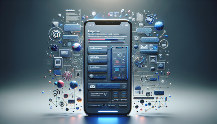 Vibrant scene: Modern smartphone in Shepton Mallet showing a sleek small business website integrated with email, social media, and local ads.