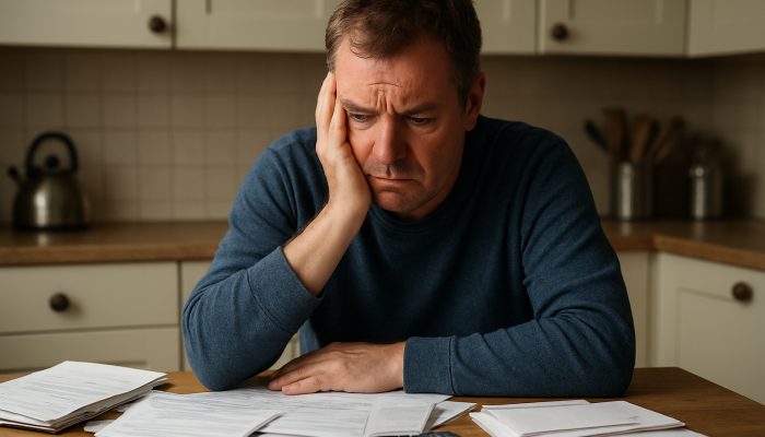 Signs Support Is Harming Your Finances: Identify The Risks | DCL Anxious British resident at cluttered table with council tax bills and support letters