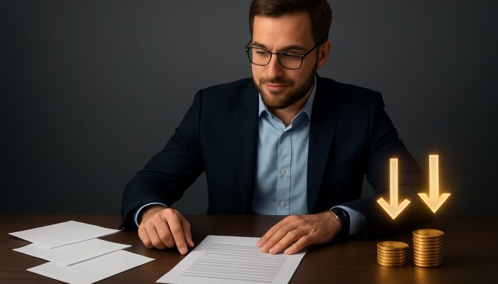 Combine Payday Loans Into a Single More Affordable Deal: Save Money Today | DCL Borrower comparing high-interest loans to low-APR consolidation with savings coins and arrows on desk